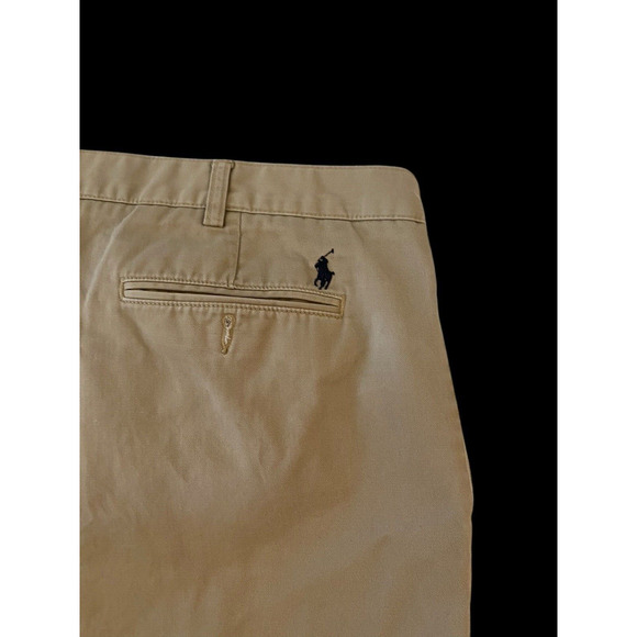 Polo Ralph Lauren Shorts Size 46B Mens Khaki Pleat Front Pony Embroidered Tan - Picture 1 of 11